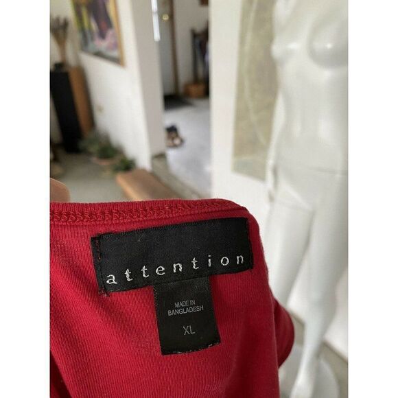 Attention Cherry Red Scoop Neck Tank Top Shirt Size XL - Picture 5 of 6